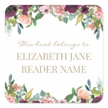 Floral Personalized Name Bookplate Label