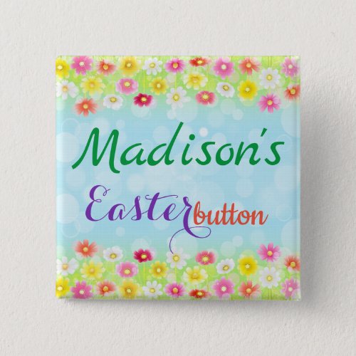 Floral Personalized Name Custom Easter Button