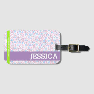 Floral Personalized Name  Luggage Tag