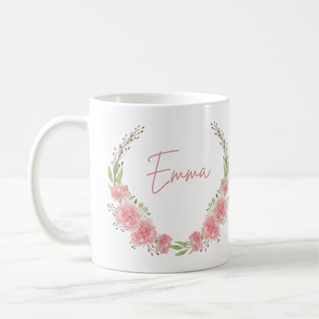 Floral Personalized Name Mug (Left)