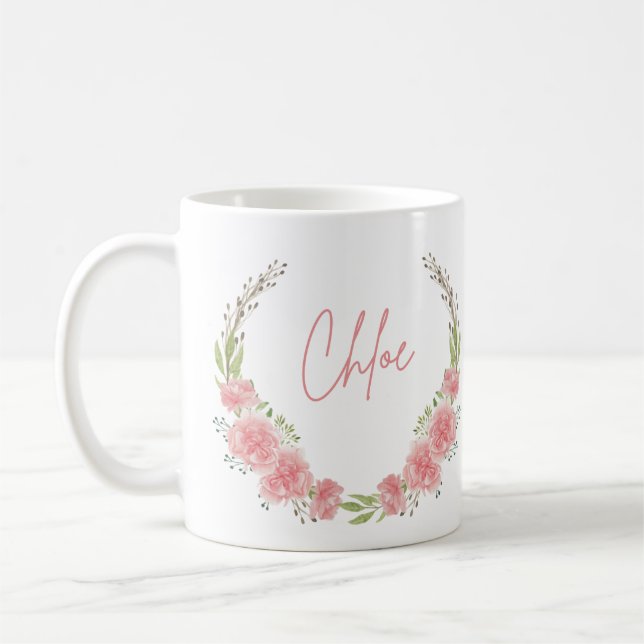 Floral Personalized Name Mug (Left)