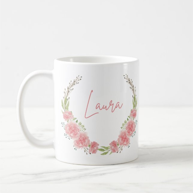 Floral Personalized Name Mug (Left)