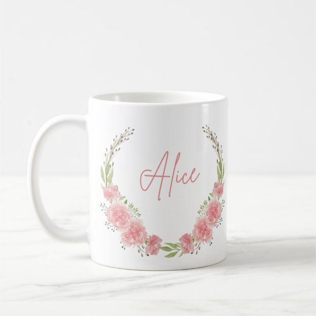 Floral Personalized Name Mug (Left)