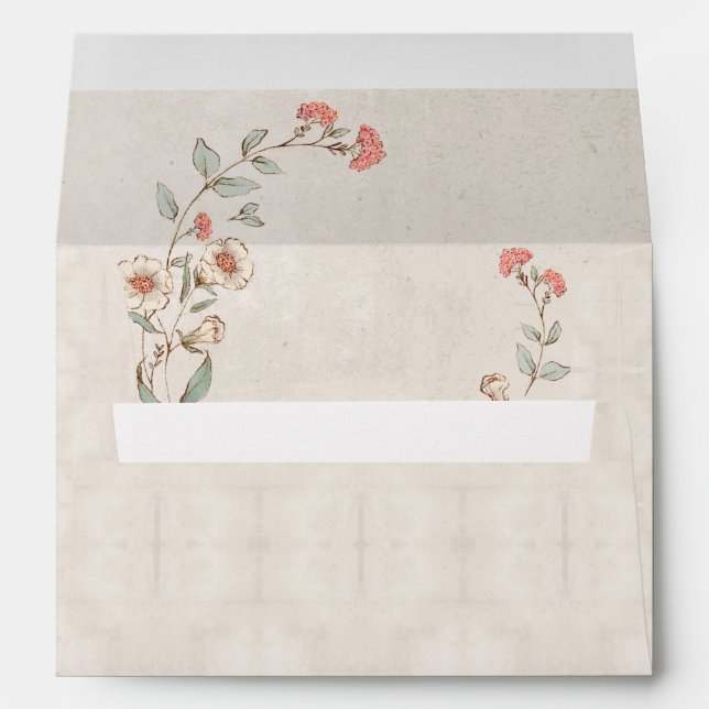 Floral Personalized Name Pretty Envelope (Back (Bottom))