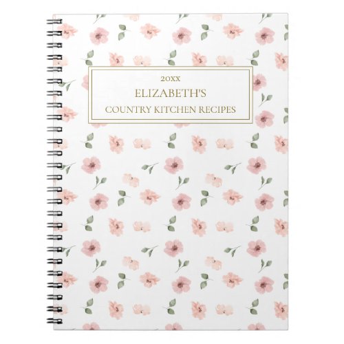 Floral Personalized Name Recipes Notebook