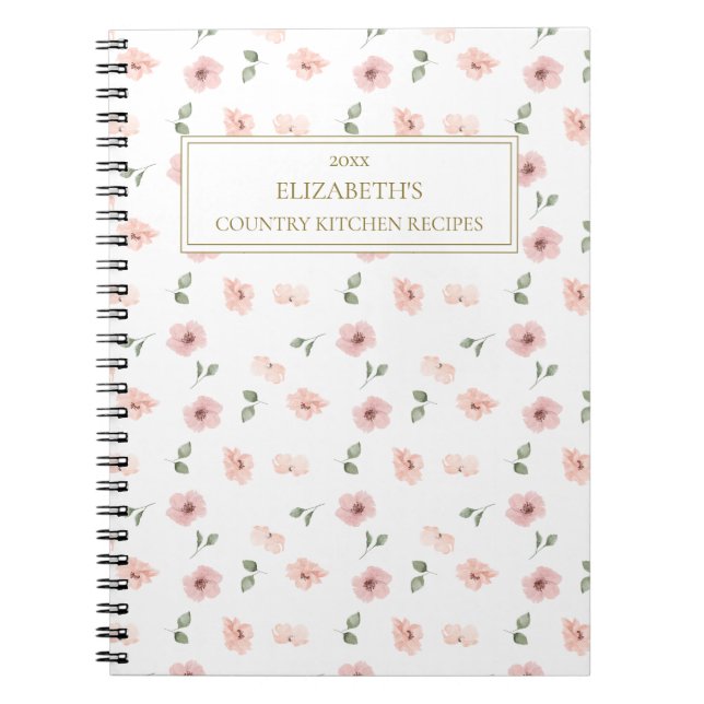 Floral Personalized Name Recipes Notebook (Front)