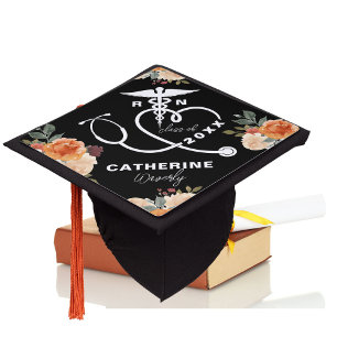 Floral Personalized Nursing School RN Graduation Cap Topper