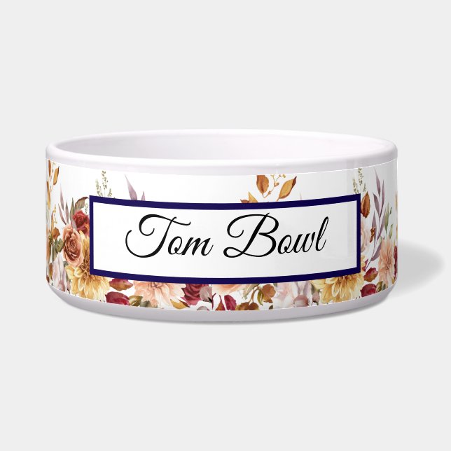 Floral Personalized Pet Name Bowl (Left)