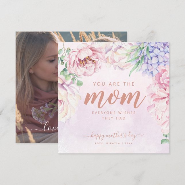 Floral Personalized Photo Card For Mom (Front/Back)
