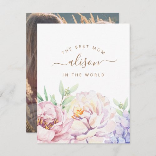 Floral Personalized Photo Card for Mom