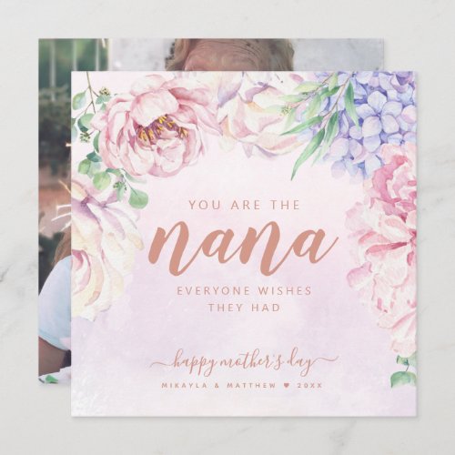 Floral Personalized Photo Card For Nana