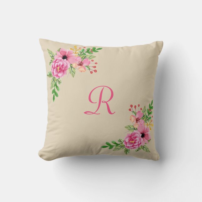Floral Personalized Pillow (Front)