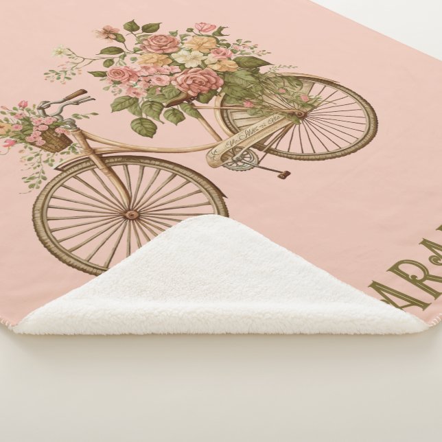 Floral Personalized Sherpa Blanket (3/4)