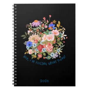 Floral & Personalized Slogan Graphic Notebook