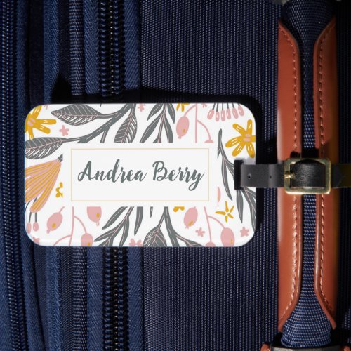 Floral Personalized Summer Vacation Luggage Tag