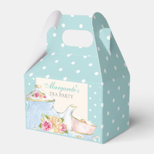 Floral Personalized Tea Party Polka dot Favor Boxes
