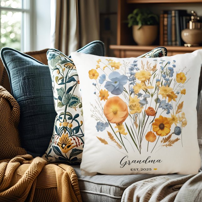 Floral Personalized Throw Pillow for Grandma (Creator Uploaded)