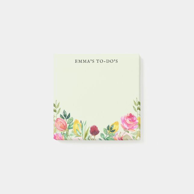 Floral Personalized To Do List Post-It Notes (Front)