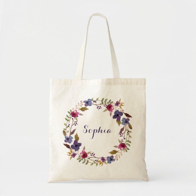Floral Personalized Tote Bag (Front)