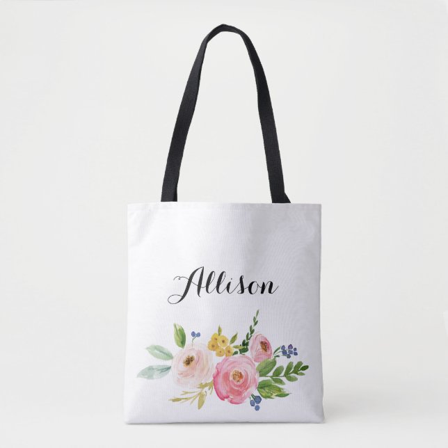 Floral Personalized Tote Bag (Front)