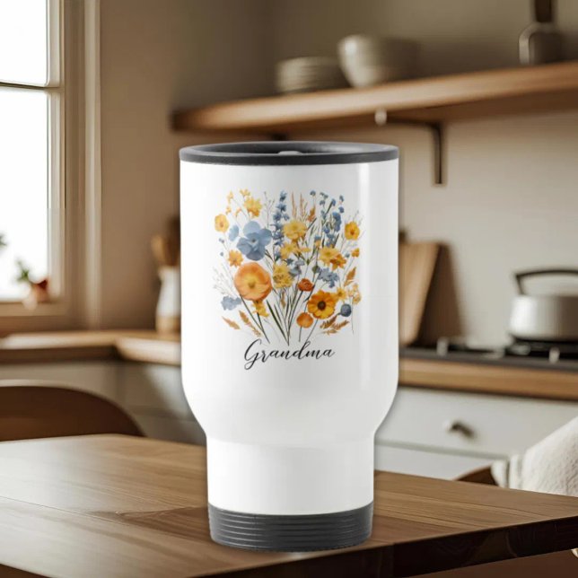 Floral Personalized Travel Mug for Grandma (Creator Uploaded)