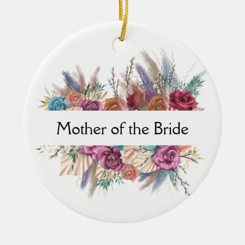 Floral Personalized Trendy Wedding Bridal Party  Ceramic Ornament