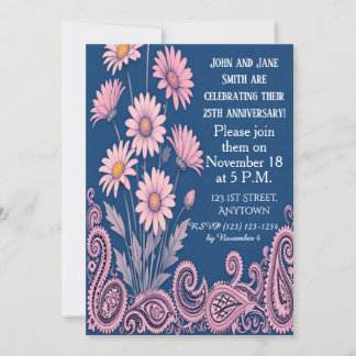 Floral Personalized Wedding Anniversary Invitation