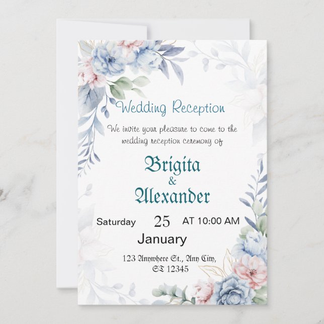 Floral Personalized Wedding Invitations (Front)