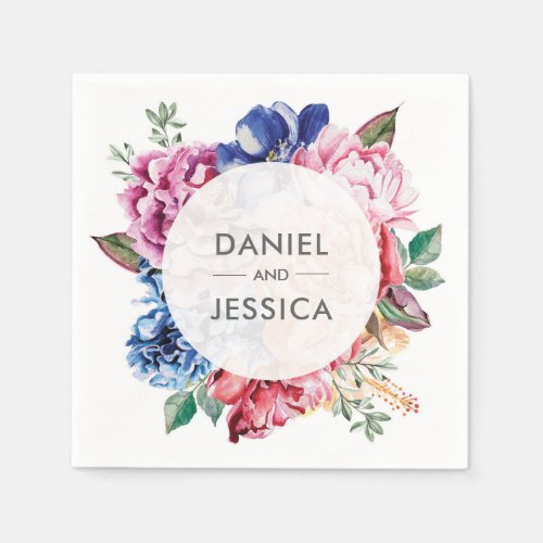 Floral Personalized Wedding Napkin