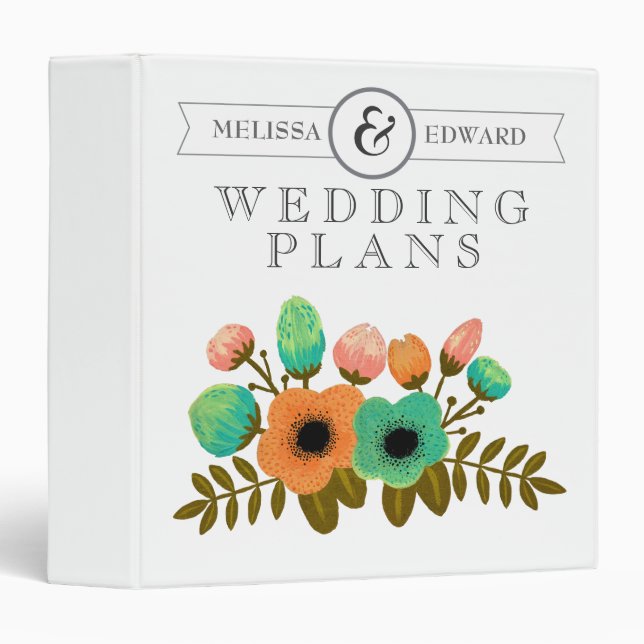 Floral Personalized Wedding Planner Binder (Front/Spine)