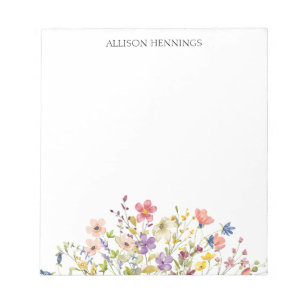 Floral Personalized Wildflower Garden Custom Notepad