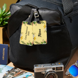 Floral Personalized Youth Camp Luggage Tag
