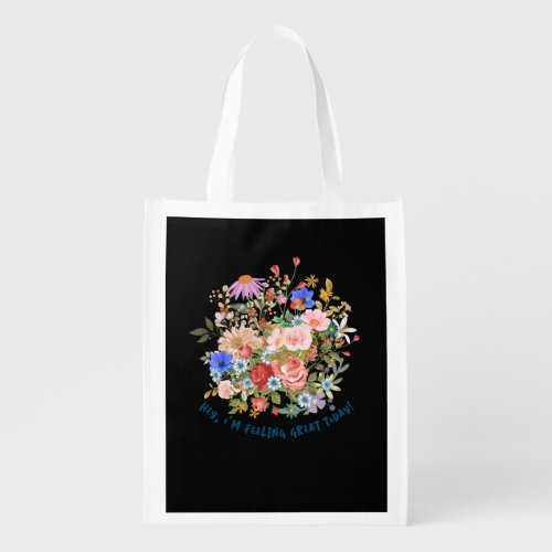 Floral  Personlized Slogan Graphic Grocery Bag