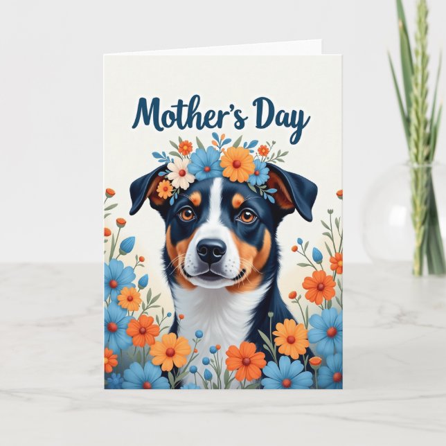 Floral Pet Portrait Mothers Day Card (Front)