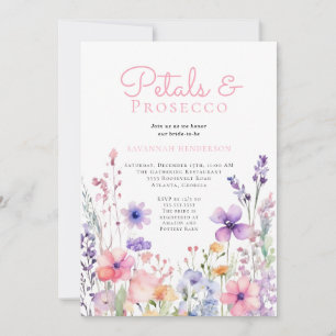Floral Petals and Prosecco Floral Bridal Shower Invitation