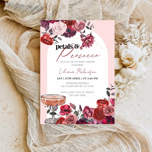 Floral Petals  Prosecco Bridal Shower Invitation