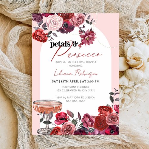 Floral Petals  Prosecco Bridal Shower Invitation