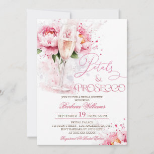 Floral Petals & Prosecco Elegant Bridal Shower Invitation