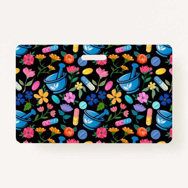 Floral pharmacy pattern badge (Front)