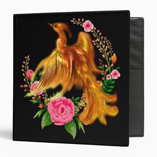 Floral Phoenix Rises From The Fiery Ashes Fantasy  3 Ring Binder