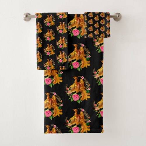 Floral Phoenix Rises From The Fiery Ashes Fantasy  Bath Towel Set