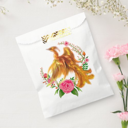 Floral Phoenix Rises From The Fiery Ashes Fantasy  Favor Bag