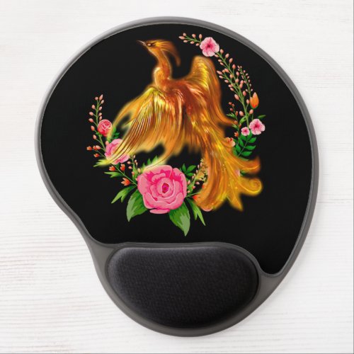 Floral Phoenix Rises From The Fiery Ashes Fantasy  Gel Mouse Pad