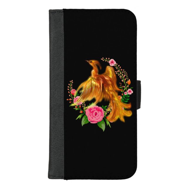 Floral Phoenix Rises From The Fiery Ashes Fantasy  iPhone Wallet Case (Front)