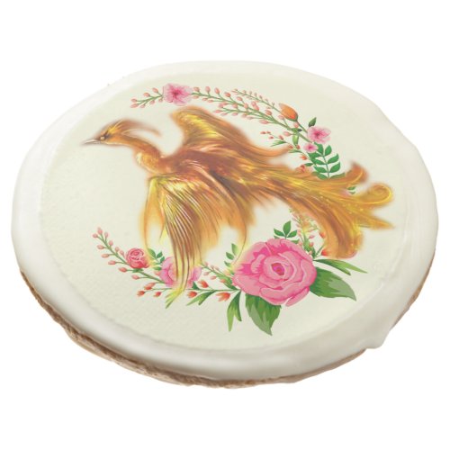 Floral Phoenix Rises From The Fiery Ashes Fantasy  Sugar Cookie