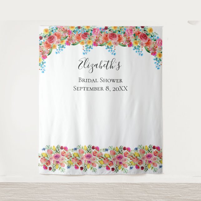 Floral  Photo Backdrop Bridal Wedding Shower  (Front)