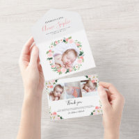 Floral Photo Birth Announcement & Thank You Card
