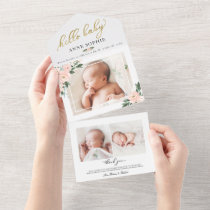 Floral Photo Birth Announcement & Thank You Card