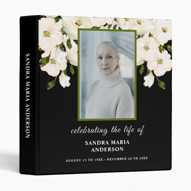  Floral Photo Black Celebrating of life Binder (Front/Spine)
