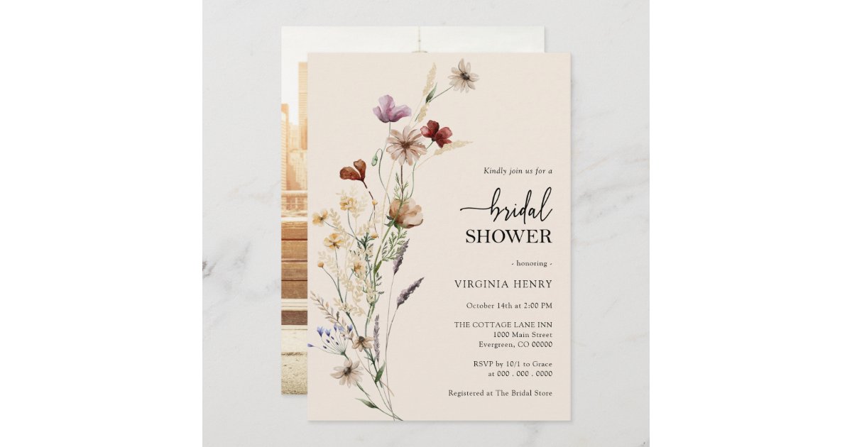 Floral Photo Bridal Shower Invitation Zazzle